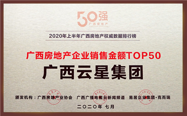 2020广西房地产企业销售金额TOP50